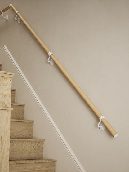 Arden Natural Pine Quarter Landing Handrail with Edstone Matt White brackets