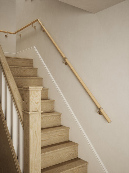 Arden Natural Pine Quarter Landing Handrail with Radway Chrome brackets