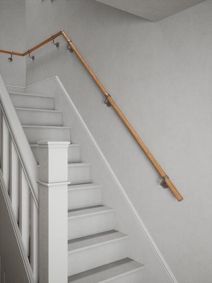 Stoneleigh Red Oak Quarter Landing Handrail with Harbury Brushed Silver brackets