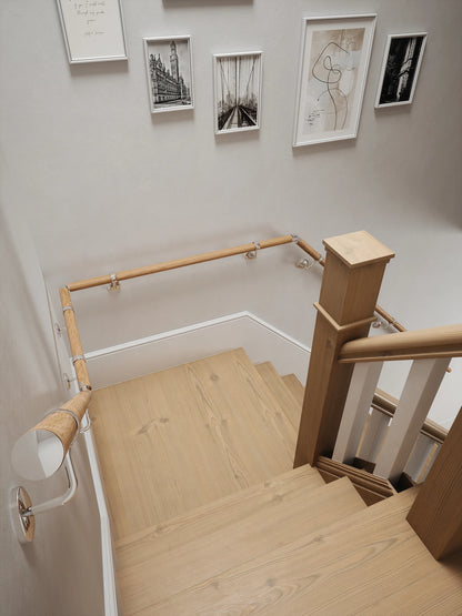 Stoneleigh Red Oak Quarter Landing Handrail with Radway Chrome brackets