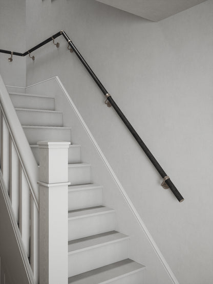 Enville Charcoal Quarter Landing Handrail with Harbury Brushed Silver brackets