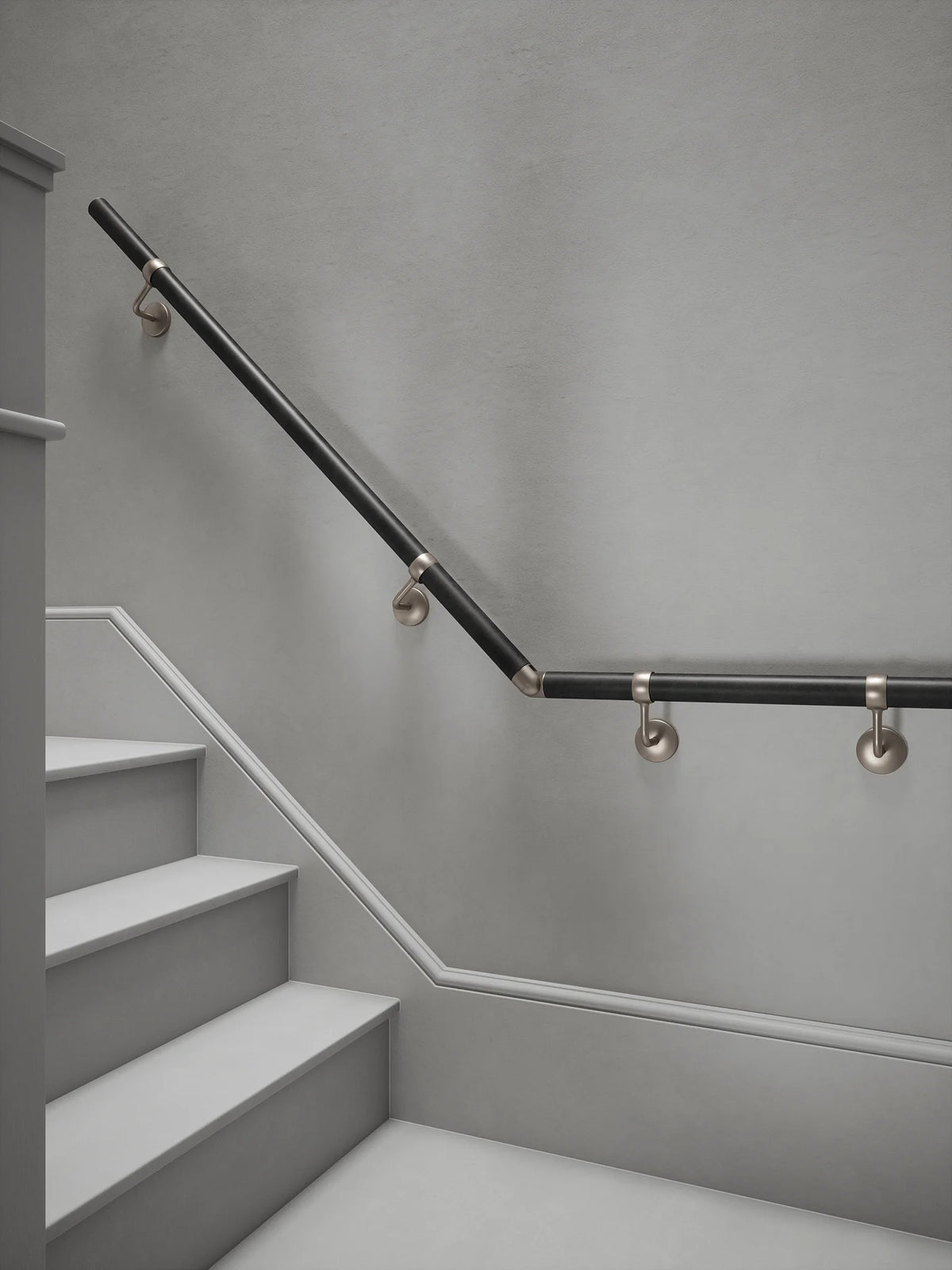 Enville Charcoal Quarter Landing Handrail with Harbury Brushed Silver brackets