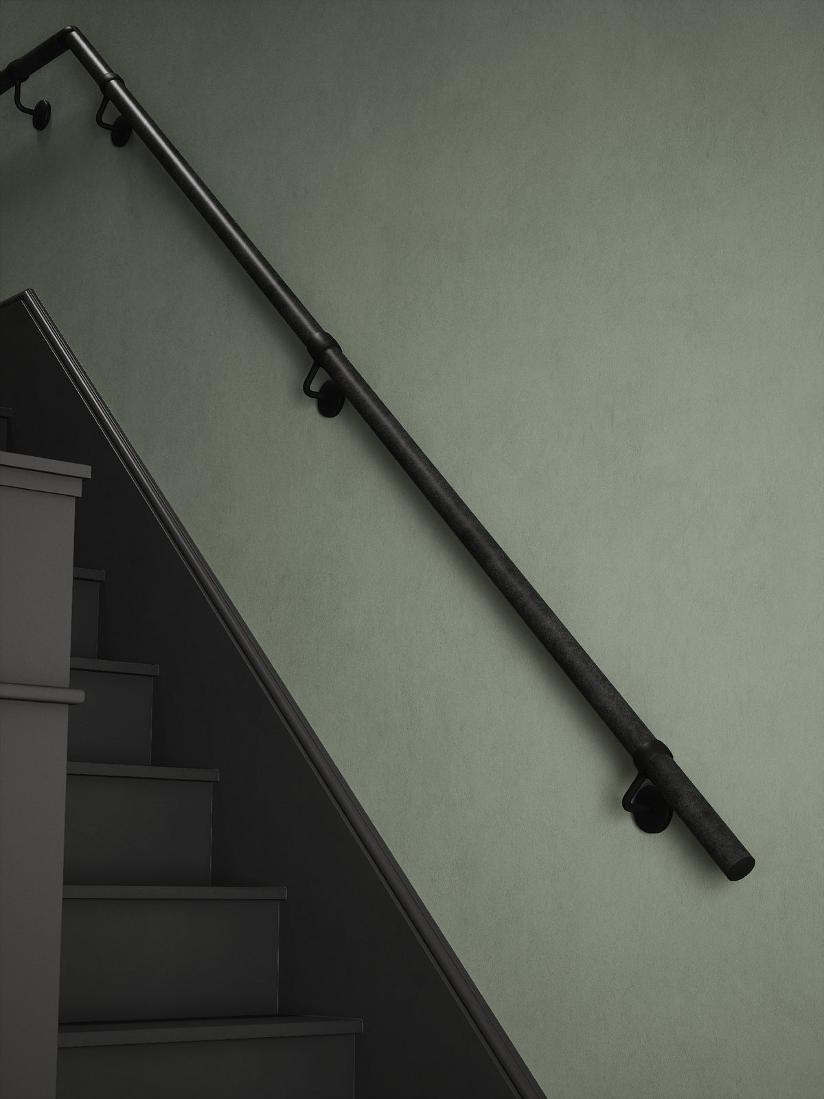 Enville Charcoal Quarter Landing Handrail with Kineton Matt Black brackets