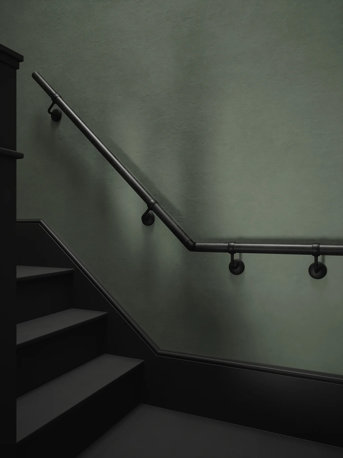 Enville Charcoal Quarter Landing Handrail with Kineton Matt Black brackets