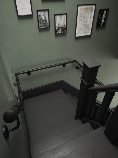 Enville Charcoal Quarter Landing Handrail with Kineton Matt Black brackets