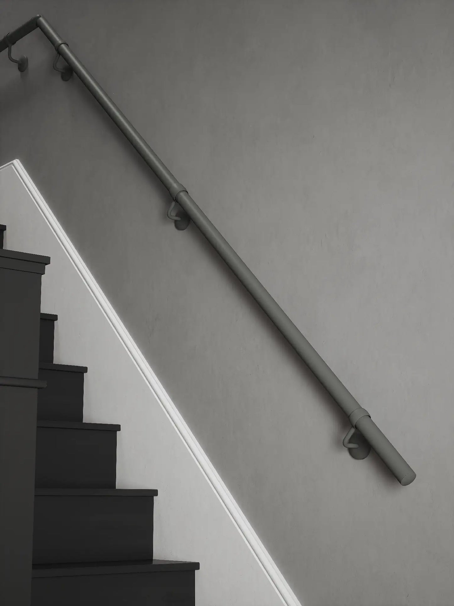 Luddington Textured Grey Quarter Landing Handrail