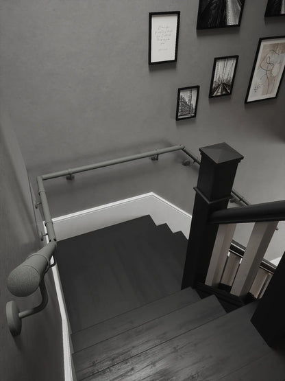 Luddington Textured Grey Quarter Landing Handrail