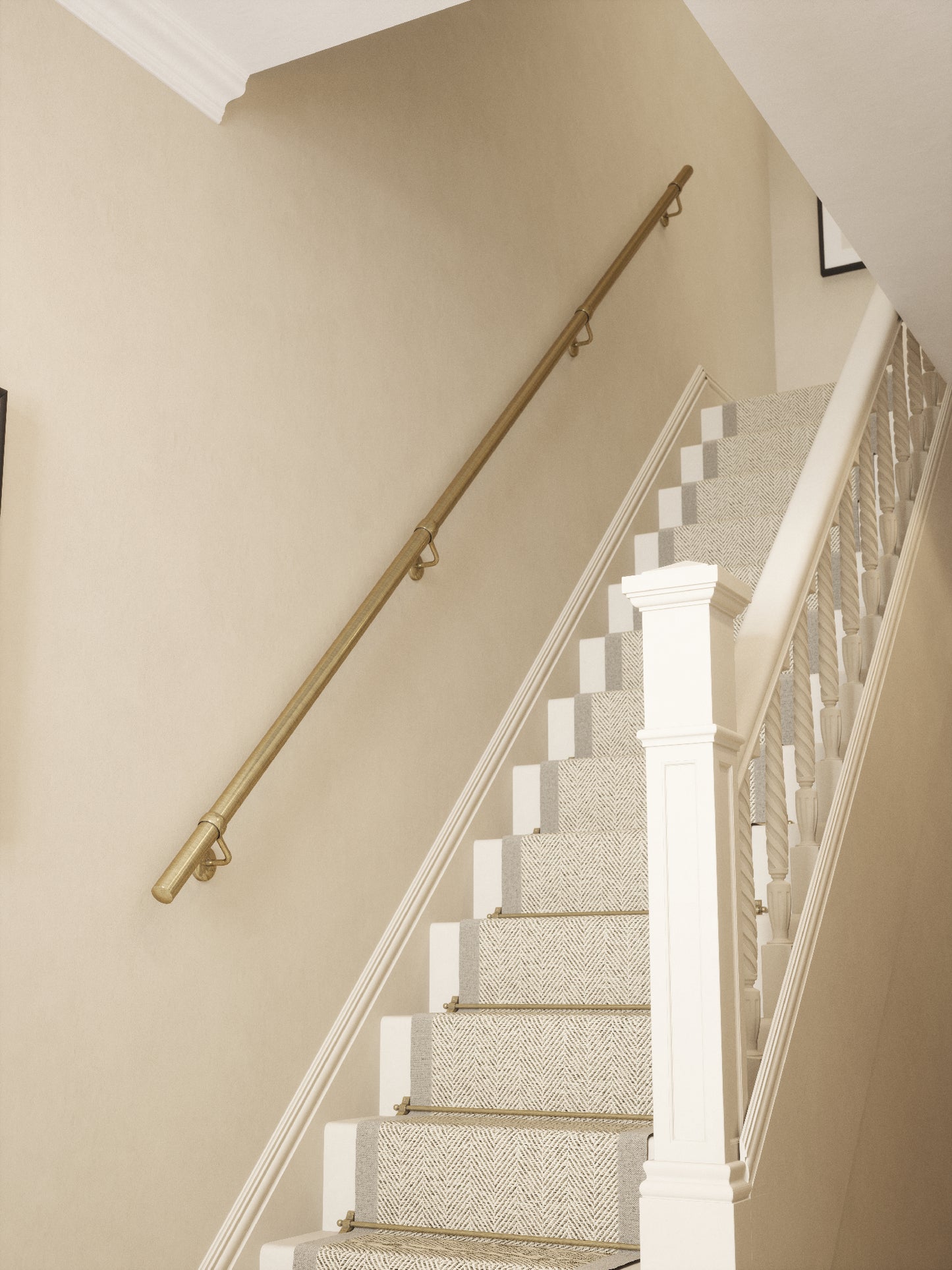 Loxley Antique Brass Straight Flight Handrail