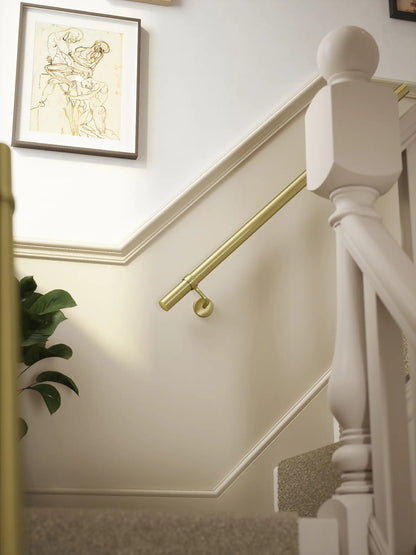 Ashorne Satin Brass Straight Flight Handrail