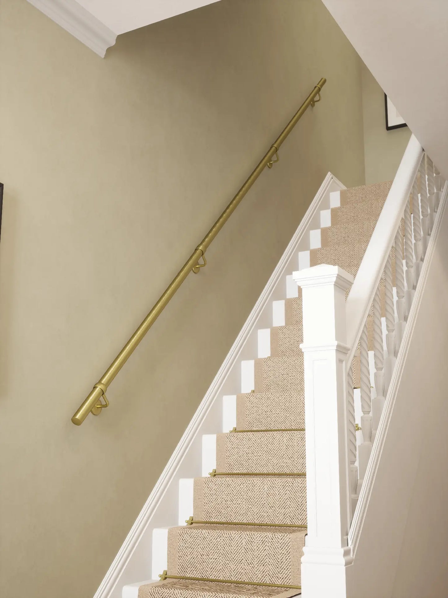 Ashorne Satin Brass Straight Flight Handrail