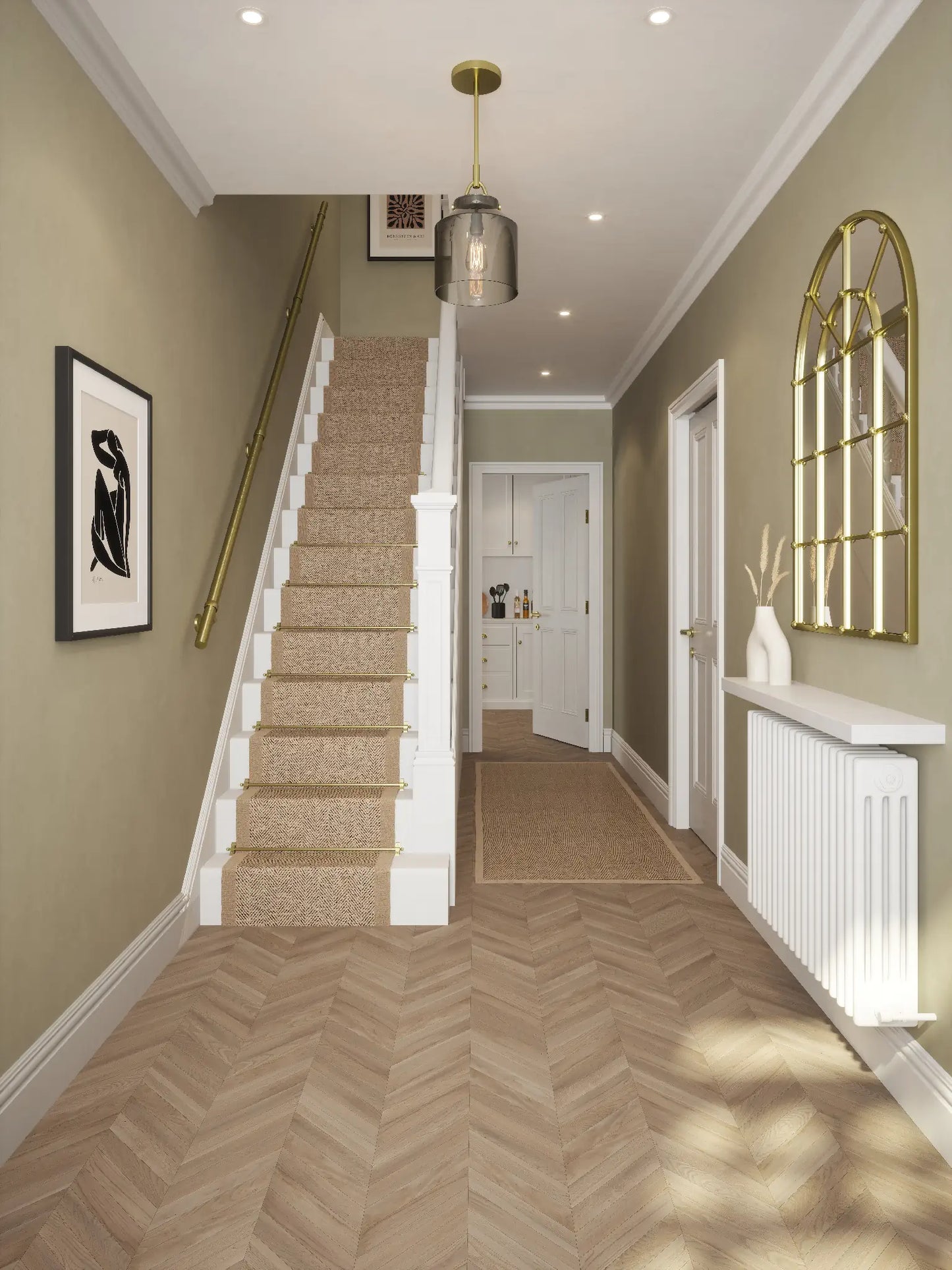 Ashorne Satin Brass Straight Flight Handrail