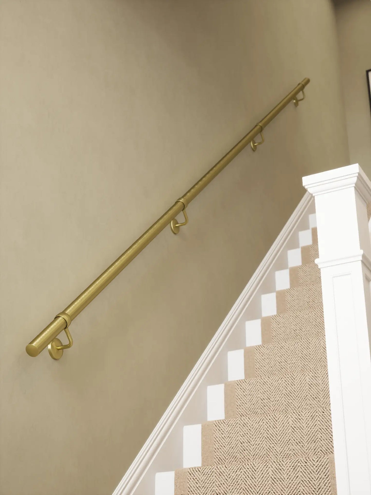 Ashorne Satin Brass Straight Flight Handrail