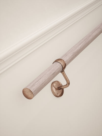 Pattingham Grey Wood Straight Flight Handrail 2.4m with Sambourne Antique Copper brackets