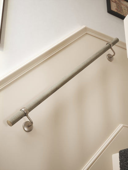 Wappenbury Grey Straight Flight Handrail 1.2m with Harbury Brushed Silver brackets