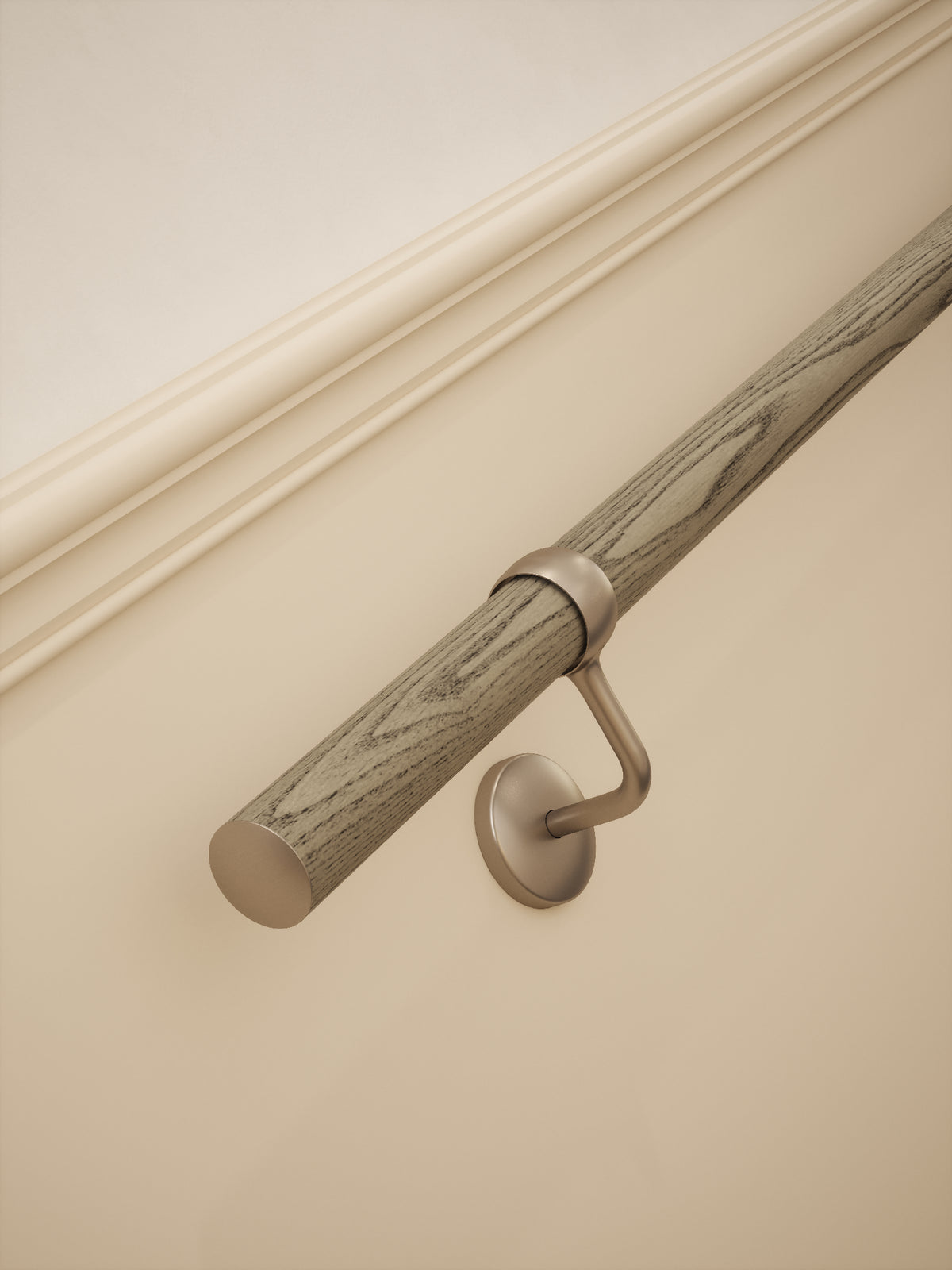Wappenbury Grey Straight Flight Handrail 2.4m with Harbury Brushed Silver brackets