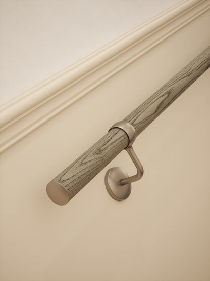 Wappenbury Grey Straight Flight Handrail 2.4m with Harbury Brushed Silver brackets