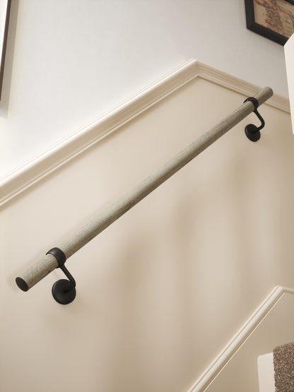 Wappenbury Grey Straight Flight Handrail 1.2m with Kineton Matt Black brackets