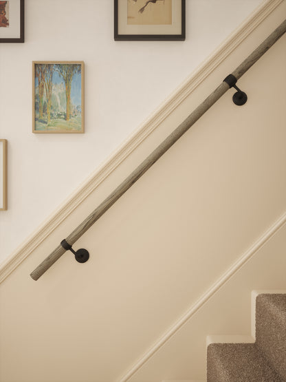 Wappenbury Grey Straight Flight Handrail 2.4m with Kineton Matt Black brackets