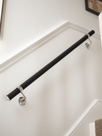 Blakedown Midnight Wood Straight Flight Handrail 1.2m with Radway Chrome brackets