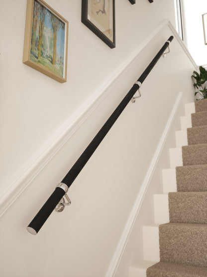 Blakedown Midnight Wood Straight Flight Handrail 2.4m with Radway Chrome brackets