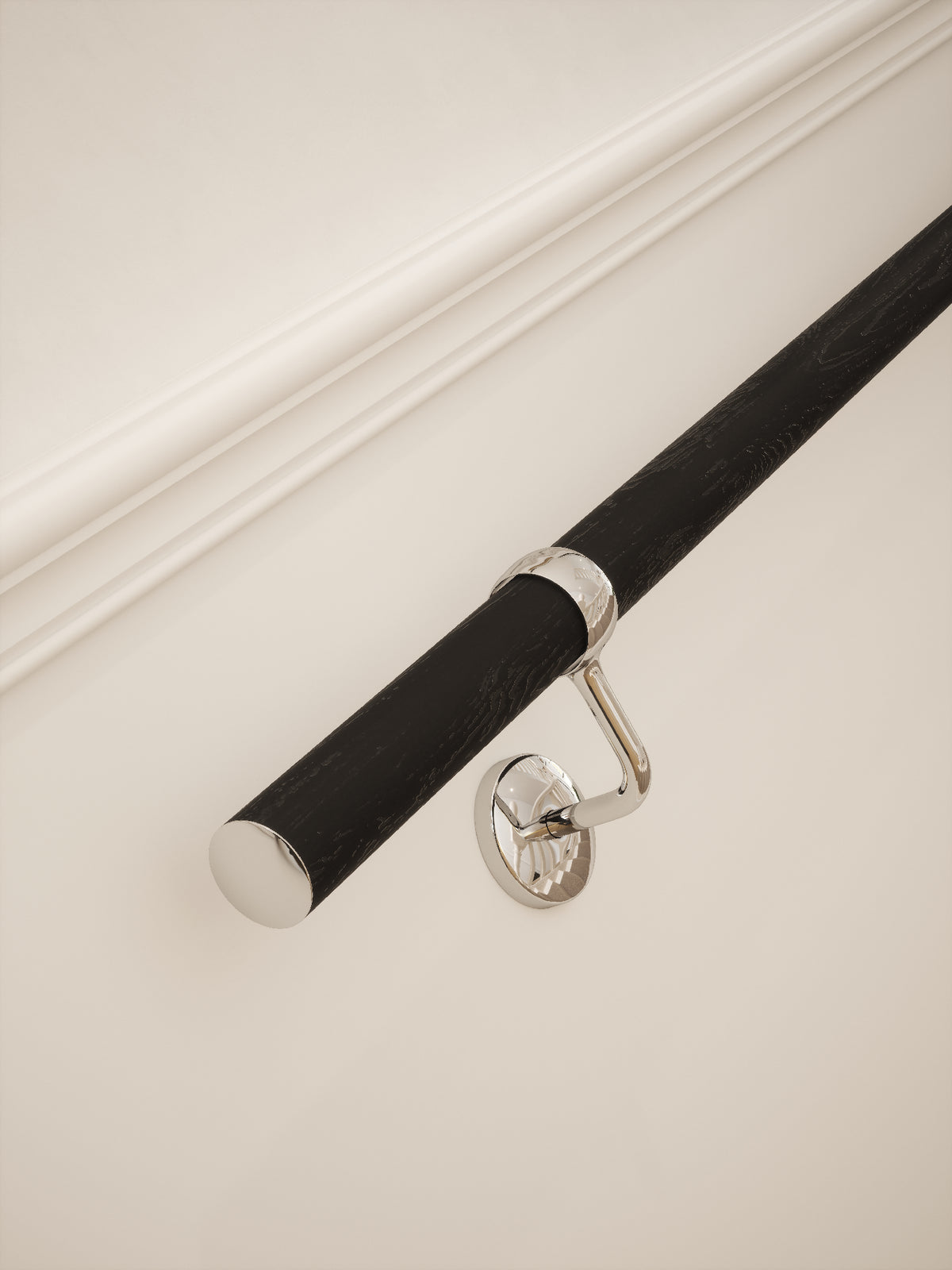 Blakedown Midnight Wood Straight Flight Handrail 2.4m with Radway Chrome brackets