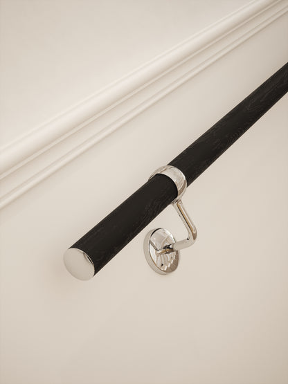 Blakedown Midnight Wood Straight Flight Handrail 2.4m with Radway Chrome brackets