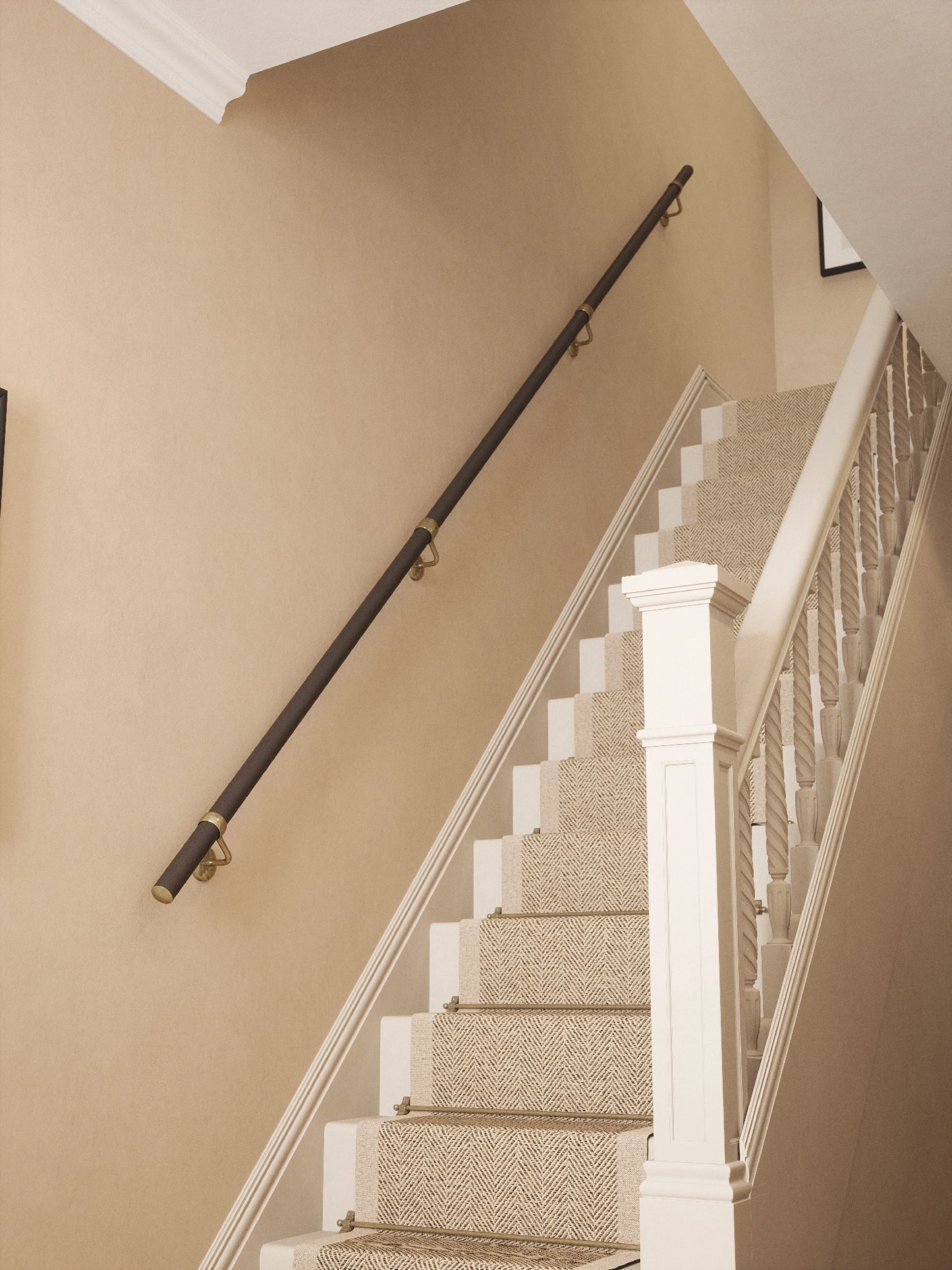 Burcot Espresso Leather Straight Flight Handrail