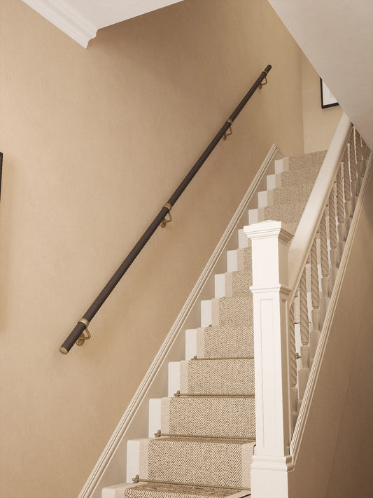 Burcot Espresso Leather Straight Flight Handrail