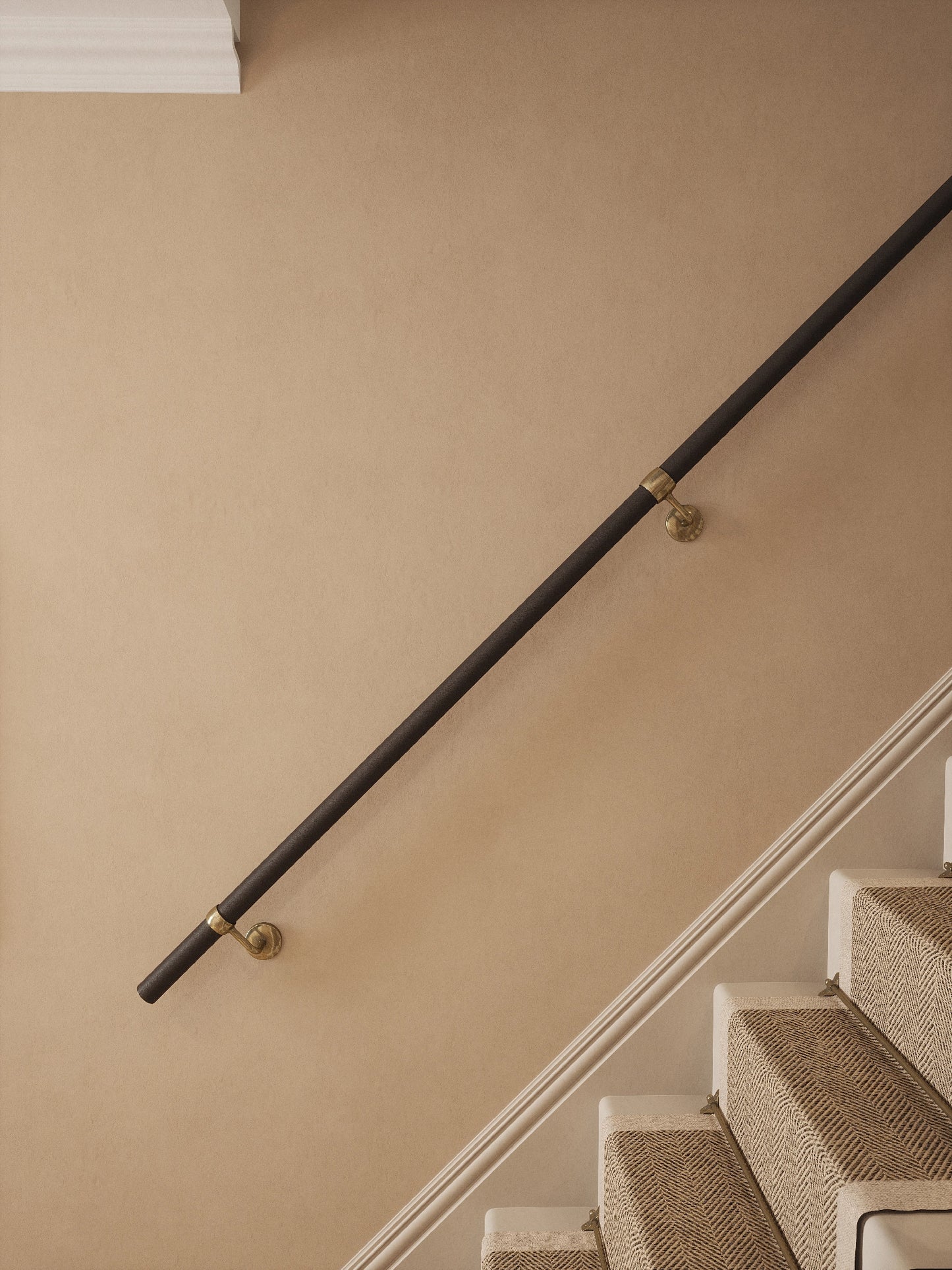 Burcot Espresso Leather Straight Flight Handrail