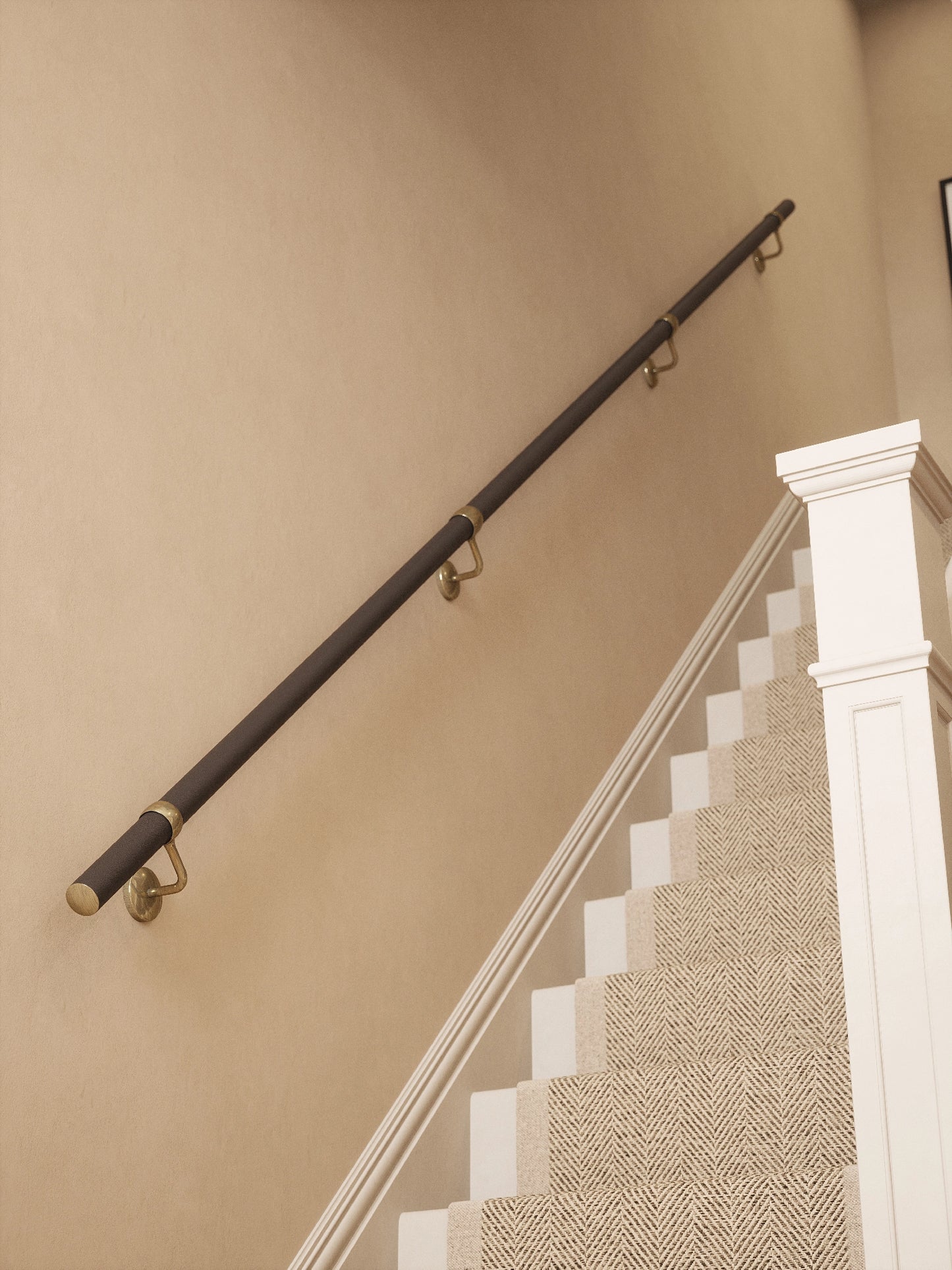 Burcot Espresso Leather Straight Flight Handrail