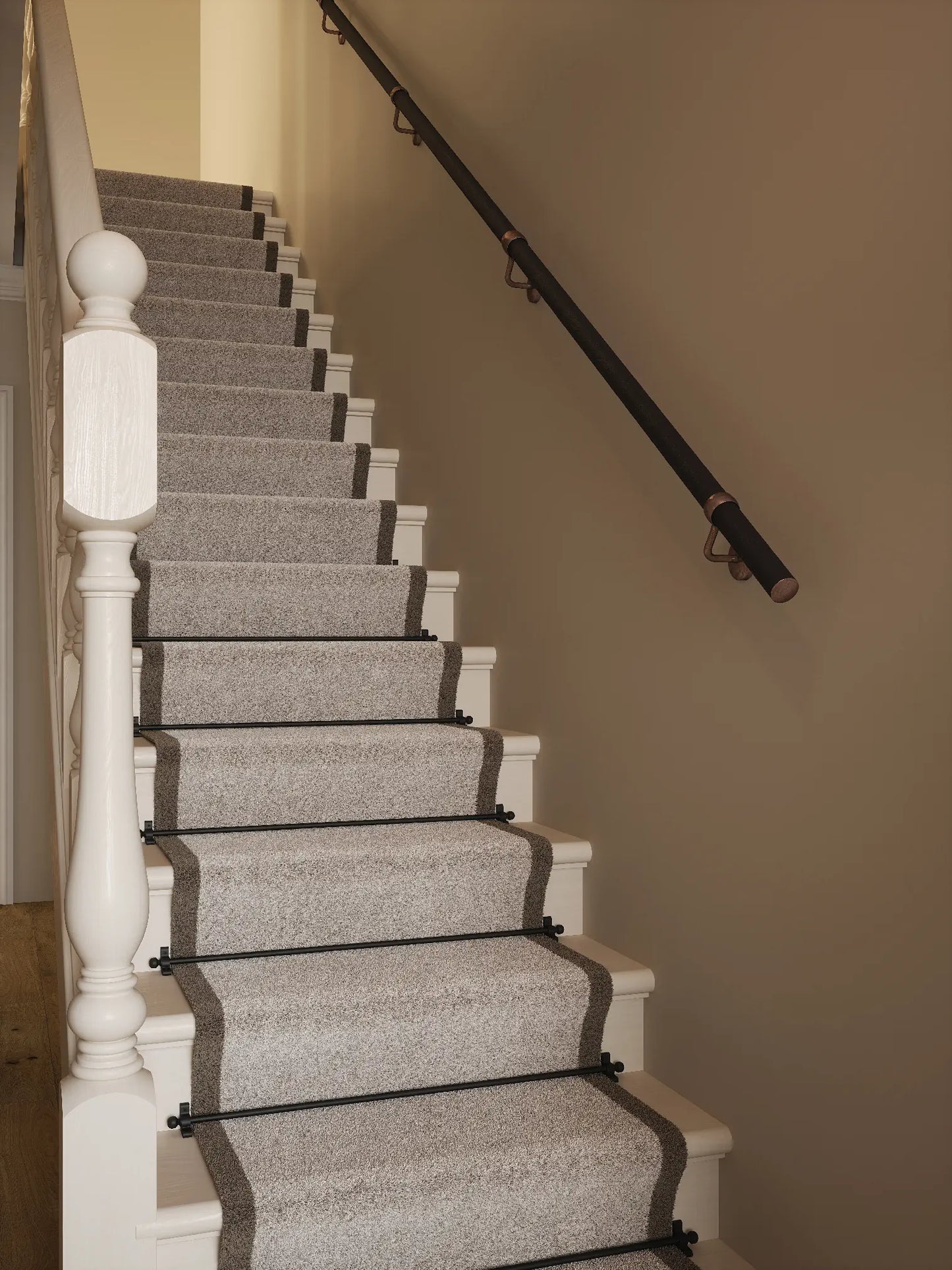 Burcot Espresso Leather Straight Flight Handrail