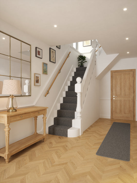 Packwood Light Oak Straight Flight Handrail 2.4m with Loxley Antique Brass brackets