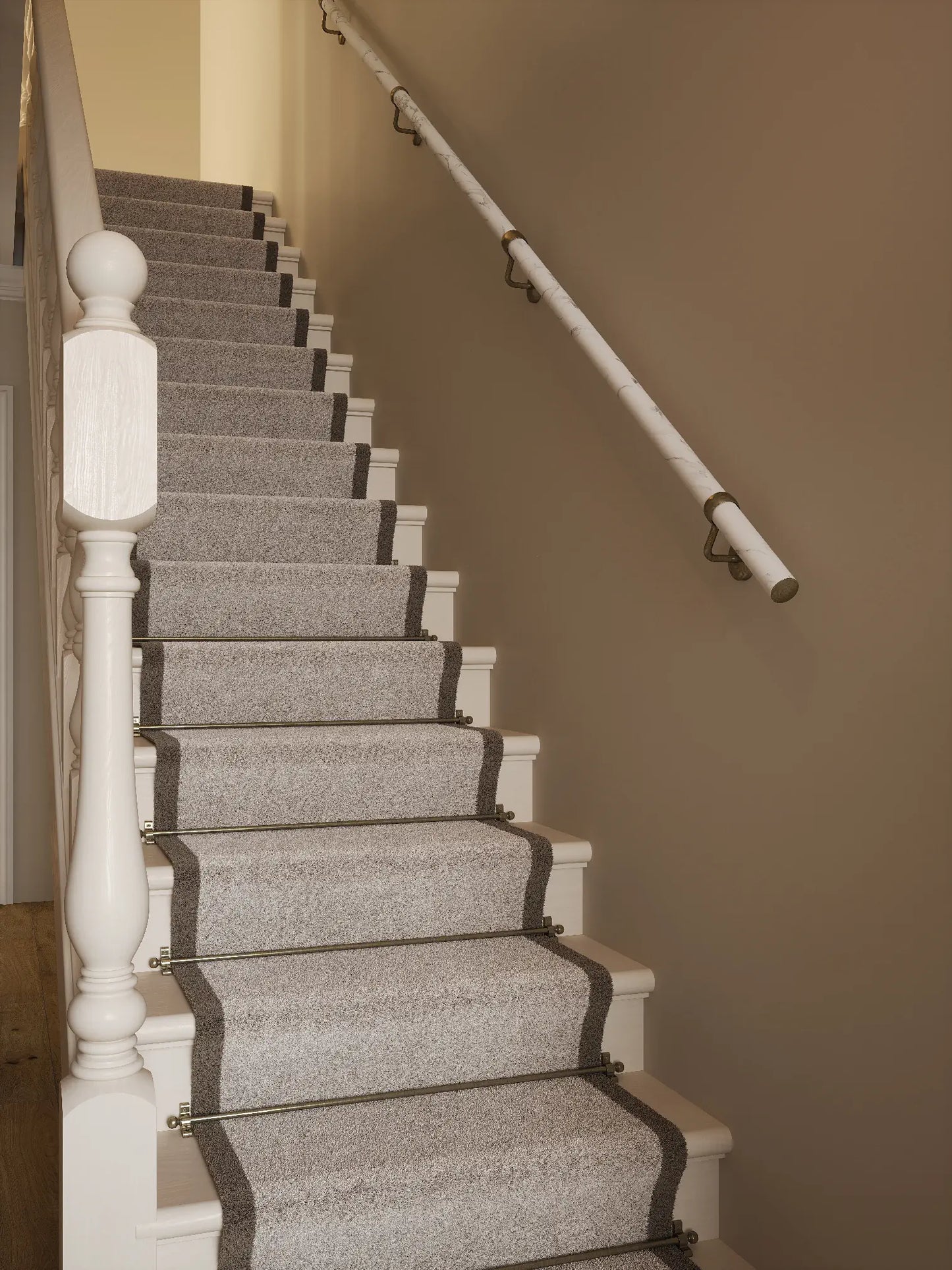 Montford Soft White Marble Straight Flight Handrail