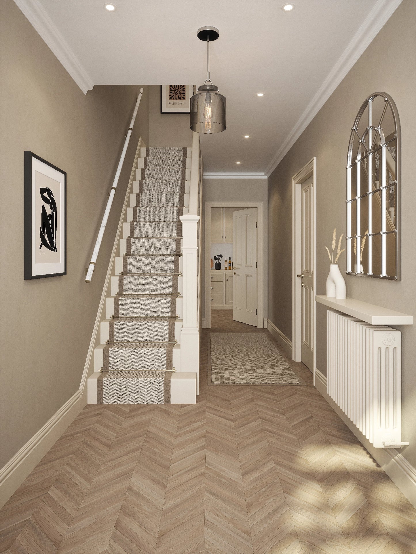 Montford Soft White Marble Straight Flight Handrail