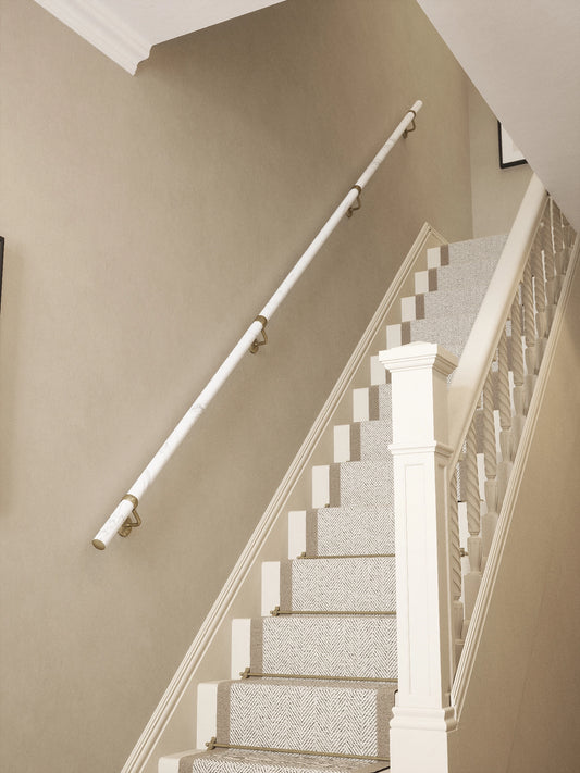Montford Soft White Marble Straight Flight Handrail