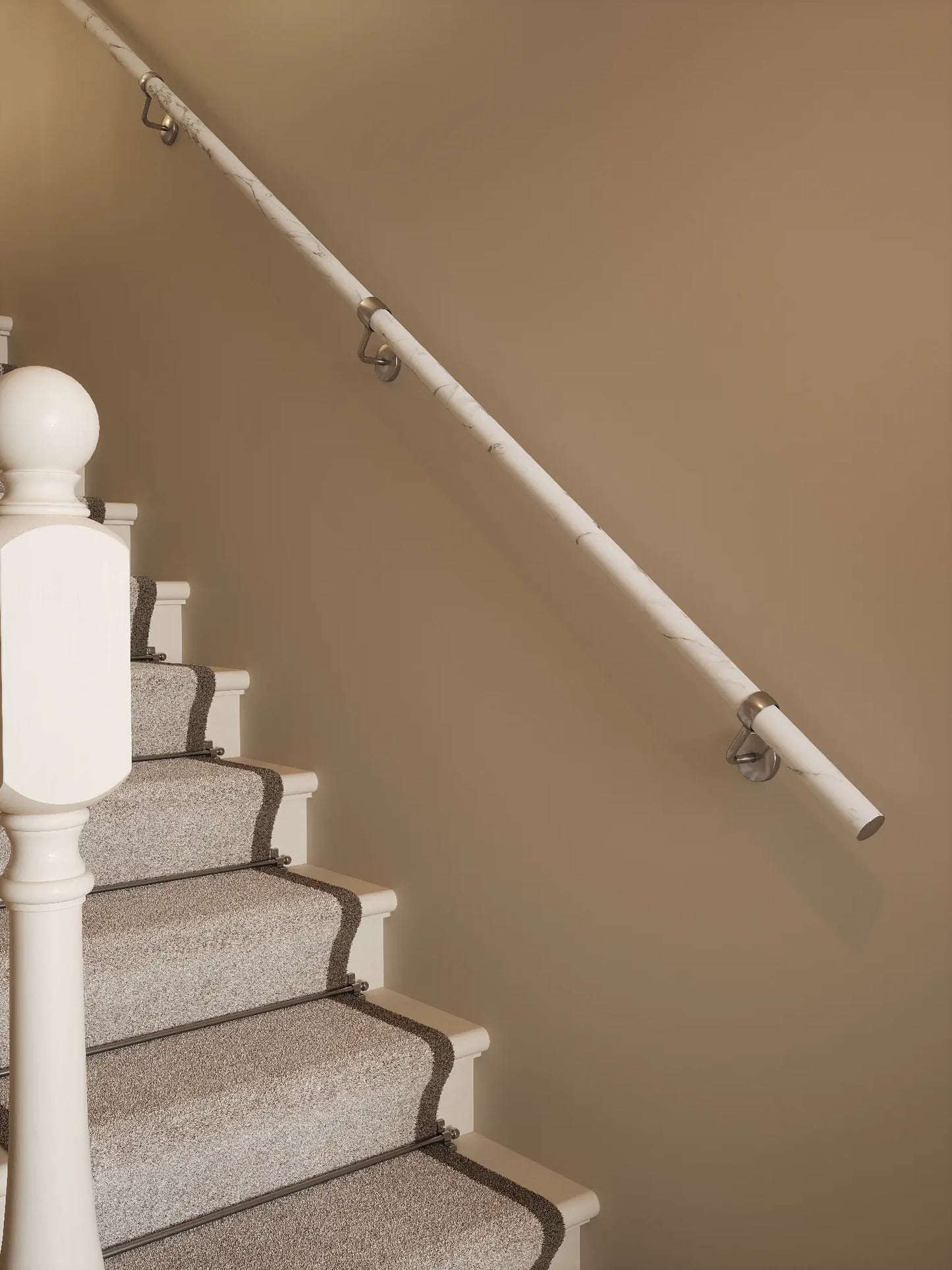 Montford Soft White Marble Straight Flight Handrail