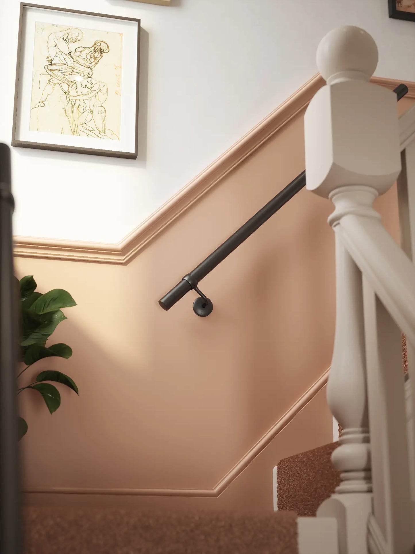 Kineton Matt Black Straight Flight Handrail