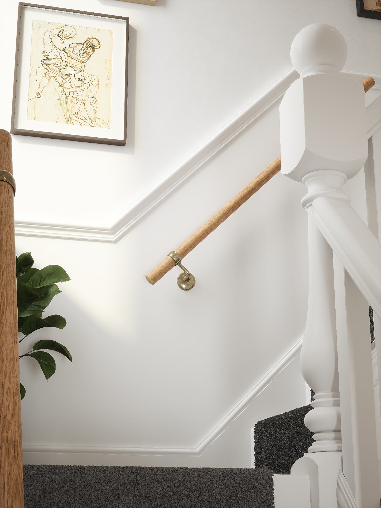 Stoneleigh Red Oak Straight Flight Handrail