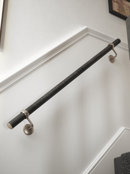 Enville Charcoal Straight Flight Handrail 1.2m with Harbury Brushed Silver brackets