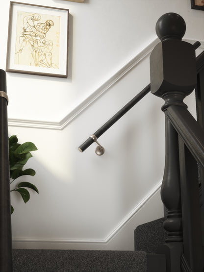 Enville Charcoal Straight Flight Handrail 1.2m with Harbury Brushed Silver brackets