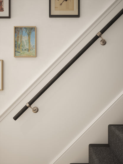 Enville Charcoal Straight Flight Handrail 2.4m with Harbury Brushed Silver brackets