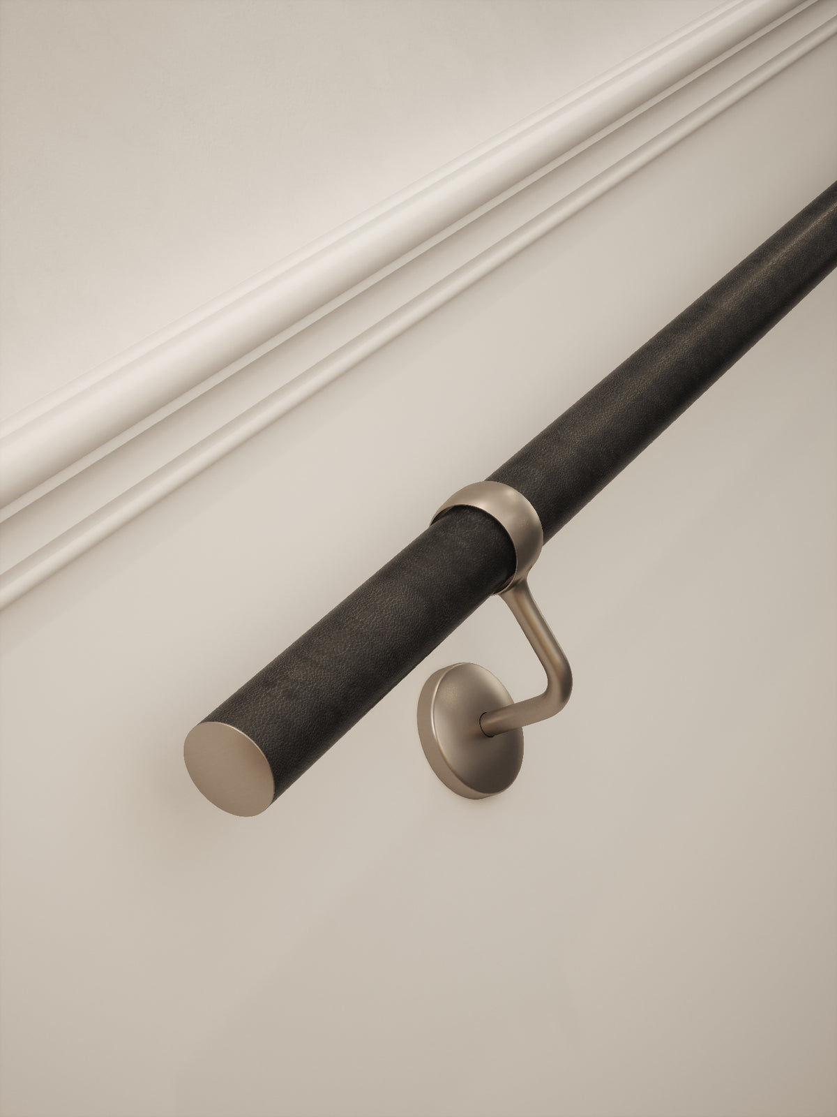 Enville Charcoal Straight Flight Handrail 2.4m with Harbury Brushed Silver brackets