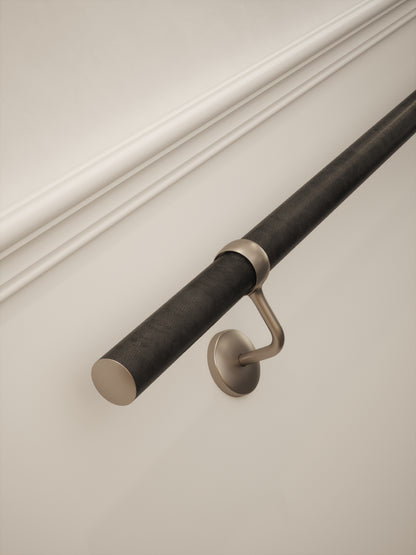 Enville Charcoal Straight Flight Handrail 2.4m with Harbury Brushed Silver brackets