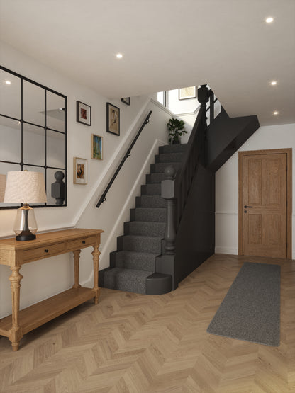 Enville Charcoal Straight Flight Handrail 2.4m with Kineton Matt Black brackets