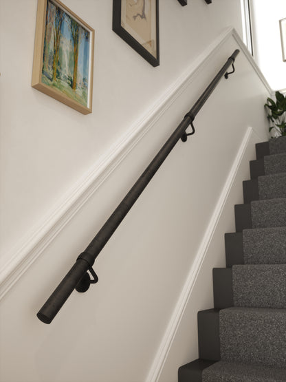 Enville Charcoal Straight Flight Handrail 2.4m with Kineton Matt Black brackets