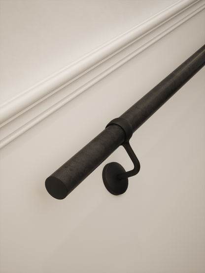 Enville Charcoal Straight Flight Handrail 2.4m with Kineton Matt Black brackets