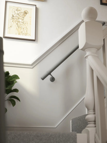 Luddington textured grey straight flight handrail