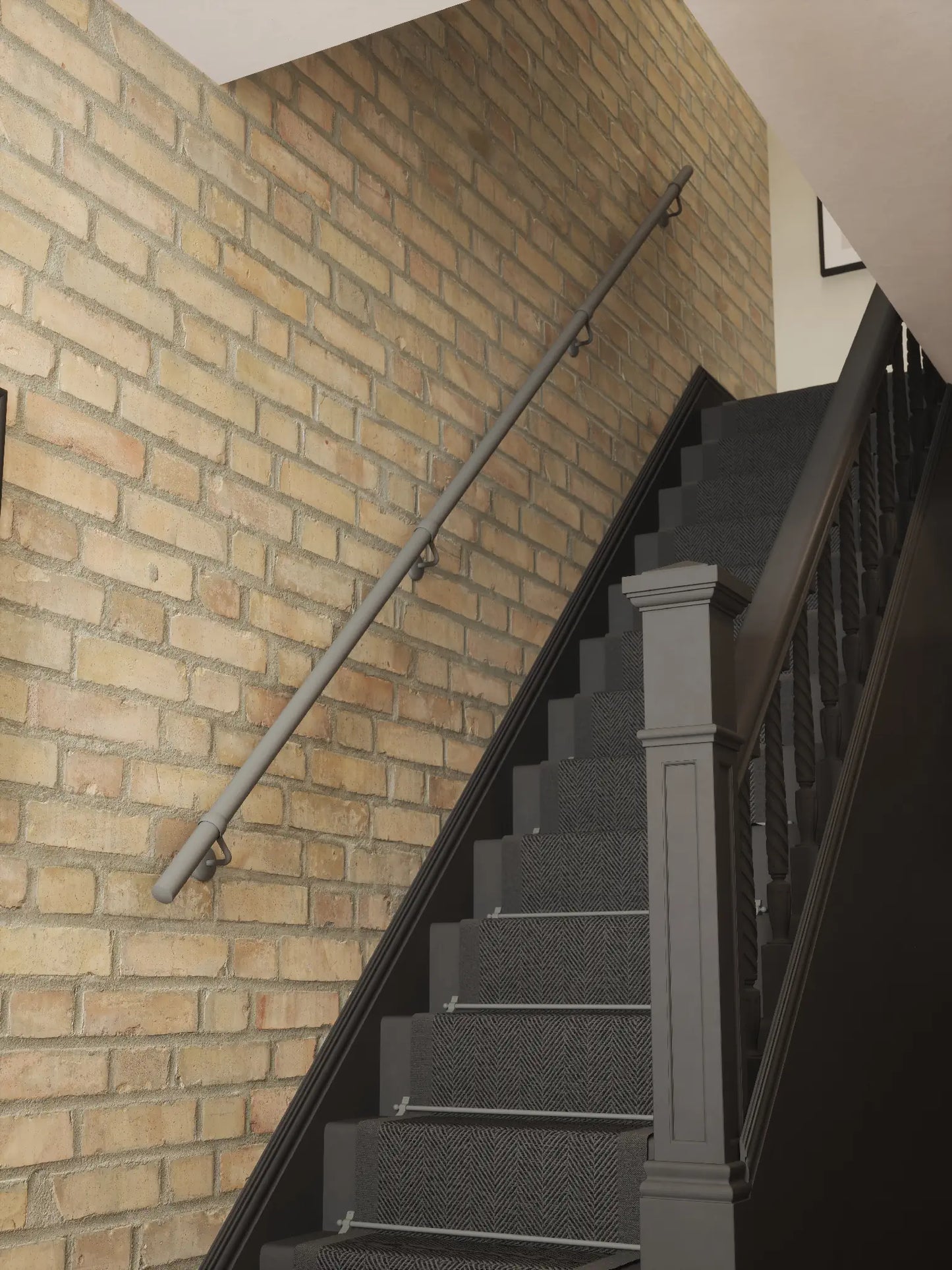 Luddington Textured Grey Straight Flight Handrail