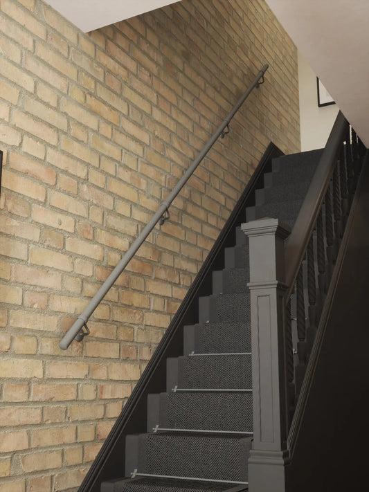 Luddington Textured Grey Straight Flight Handrail