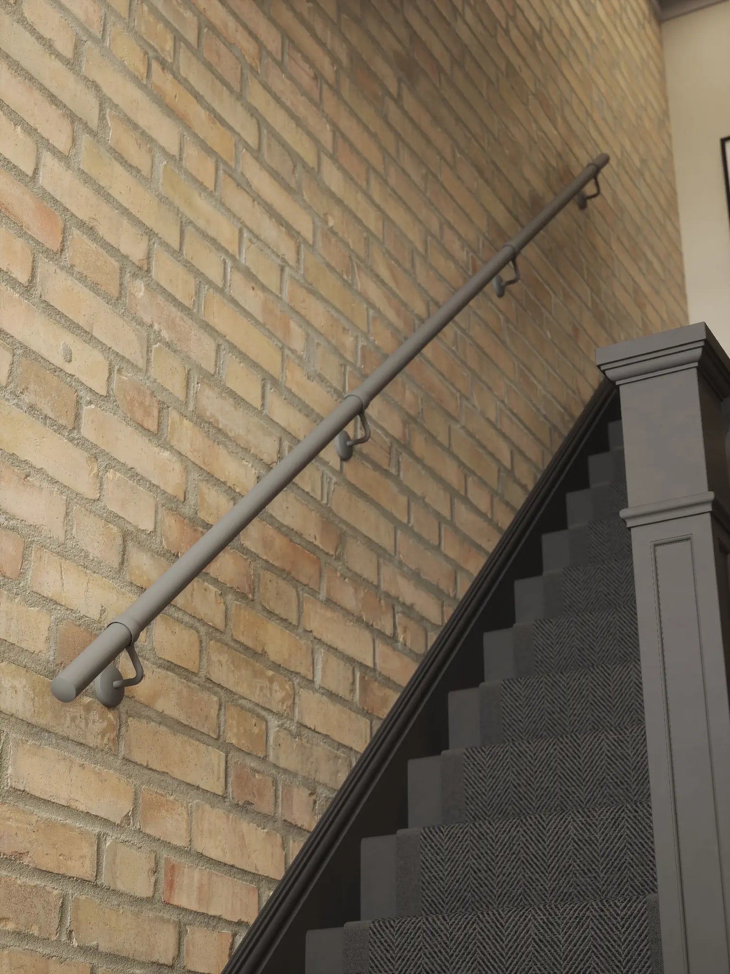 Luddington Textured Grey Straight Flight Handrail